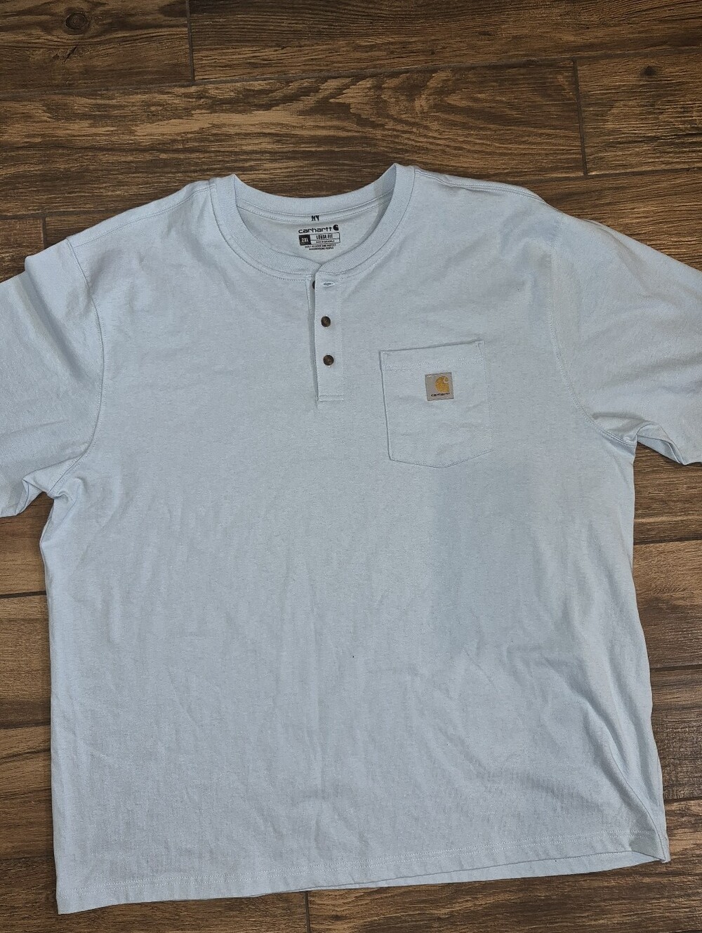 Carhartt Men’s Pale Blue Short-Sleeve Henley Pocket Tee